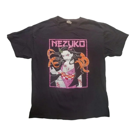 Demon Slayer Other - Demon Slayer T-Shirt Black Pink Nezuko Kamado Graphic Tee Short Sleeve Men Large